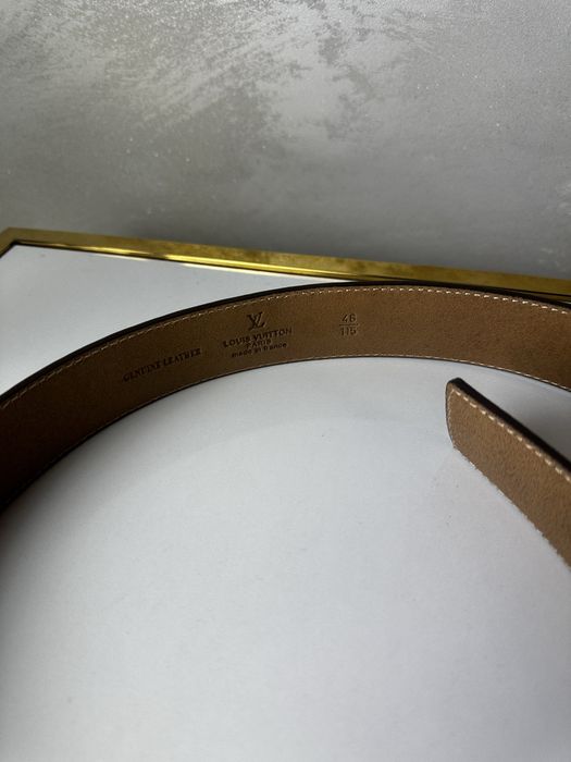 Brązowy pasek lv louis vuitton skóra naturalna 115 cm
