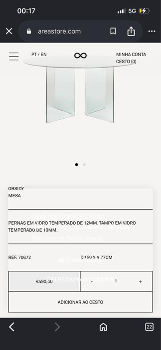 Mesa de jantar OBSIDY Área Store em vidro temperado – 150 cm