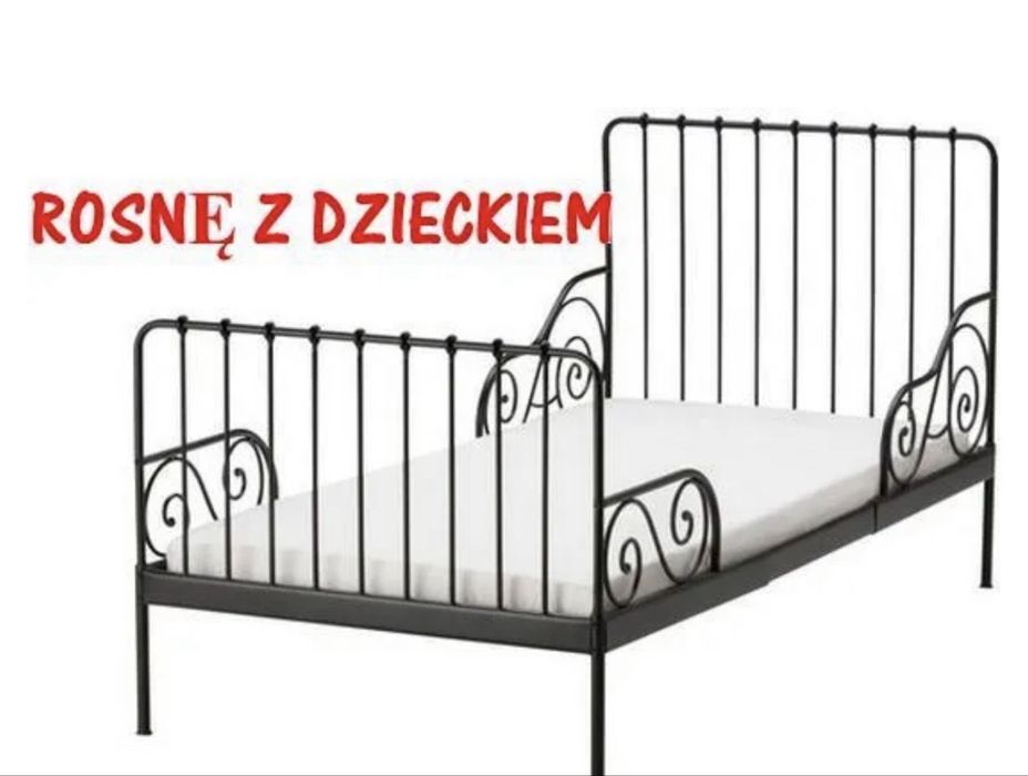 Czarne łóżko IKEA  rosnące z dzieckiem + materac