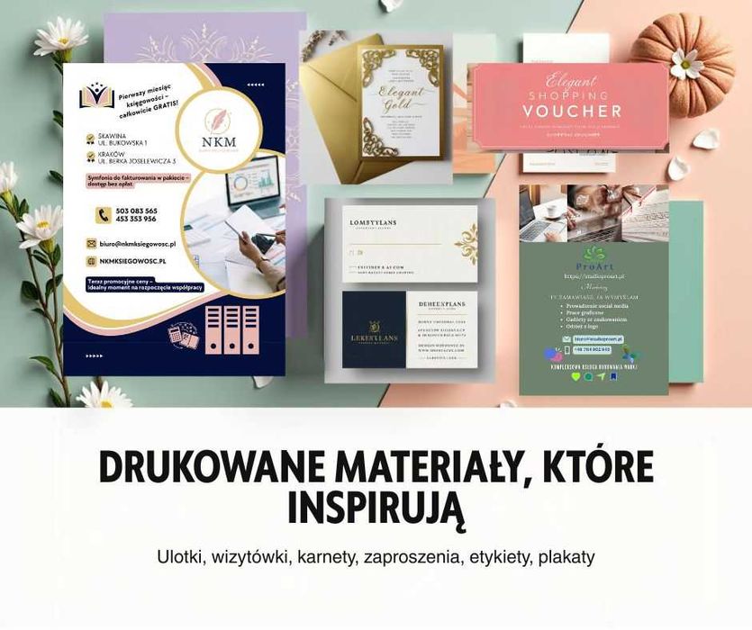 Usługi graficzne I Projekty: wizytówka, ulotka, zaproszenie, etykieta