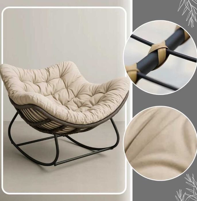 Fotel bujany biały wygodny rattanowy – do domu