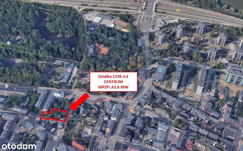 Działka inwestycyjna 1338 m² w centrum Świętochłowic | MPZP: A2.6 MW