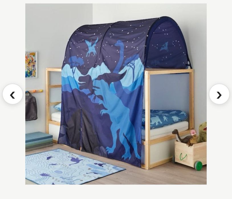 Cama kura ikea sem colchao mas vai com dossel de dinosauro.