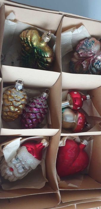 Starocie z Gdyni - Bombki choinkowe szklane nie z PRL zestaw 14szt.