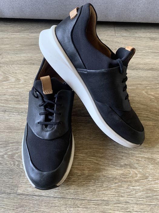 Шкіряні кросівки Clarks р.40 чорні сітка літні кларкс