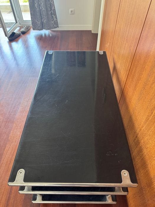 Móvel de TV / Mesa de Apoio c/ Rodas - Preto (100cm)