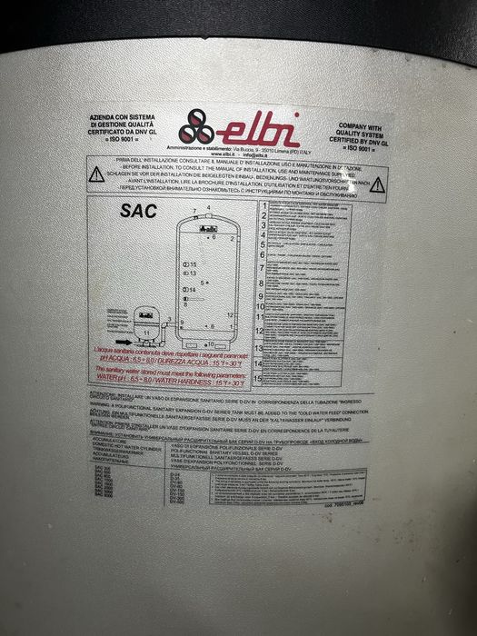 Аккумулятор гарячої води ELBI SAC 500