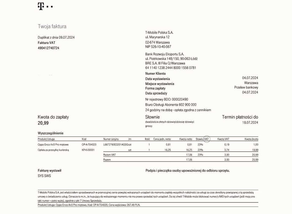 Słuchawki Oppo Enco Air 3 Pro - Miętowe
