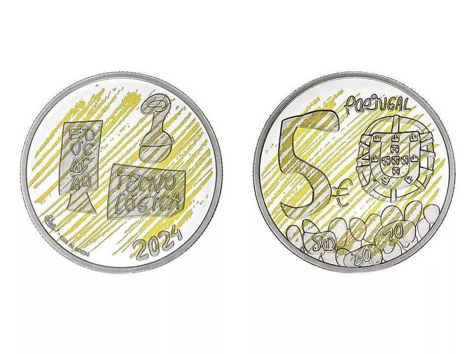 Proof de 5€ de 2024 "O Conhecimento" moeda colorida