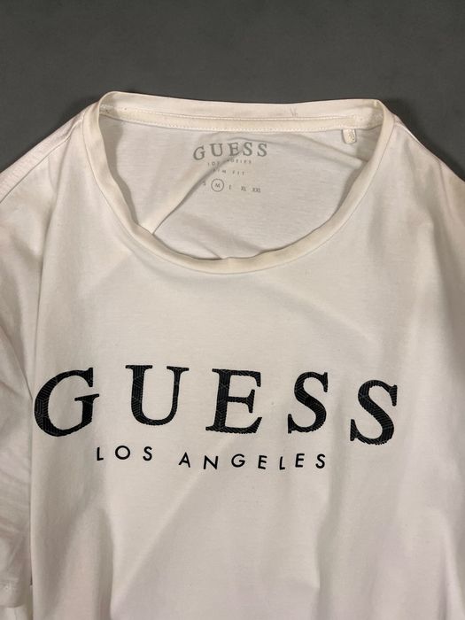 GUESS Logo Tee roz. M męska biała koszulka bawełna elastan men’s white t-shirt cotton elastane