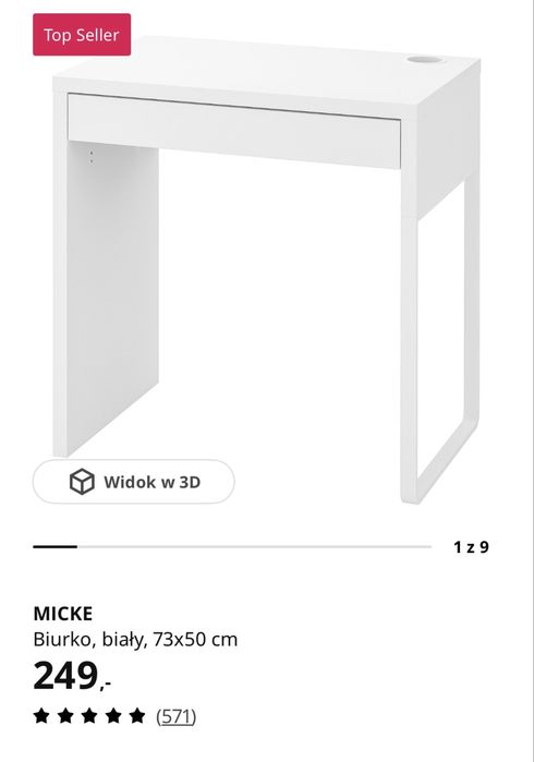 2 x białe biurko dla dzieci z nakładką zestaw Ikea Micke