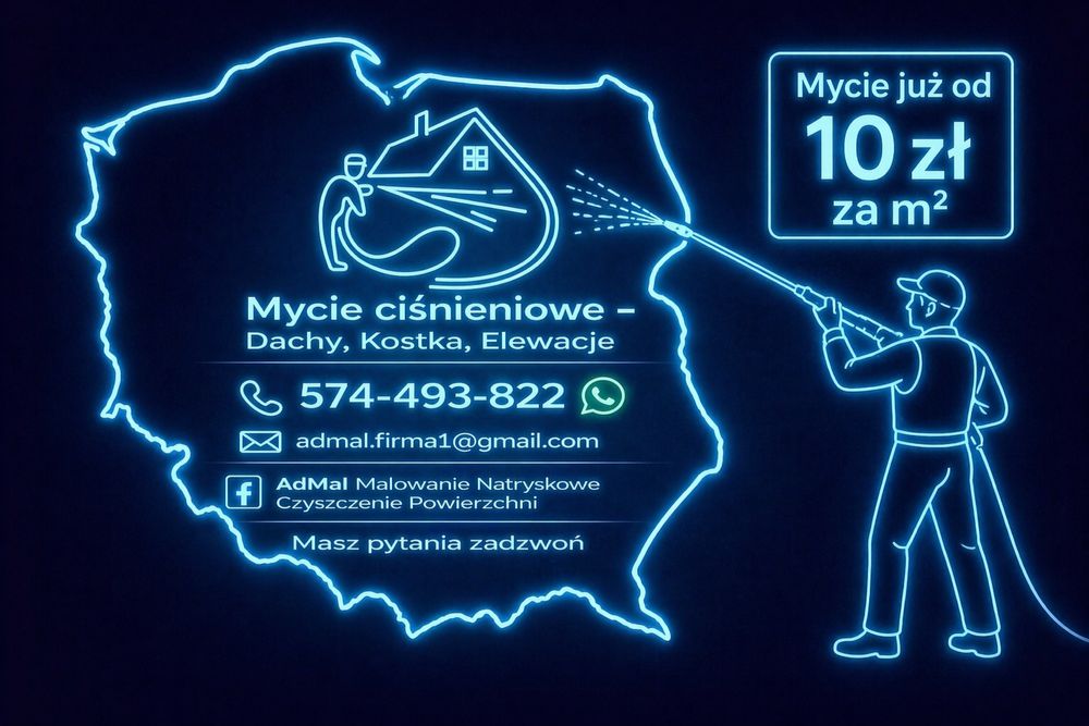 Mycie elewacji bruku dachu