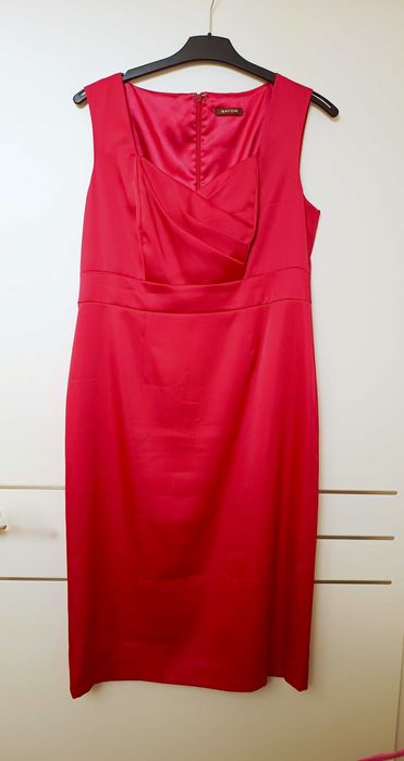 Elegancka midi sukienka na szerszych ramiączkach L XL wesele imprezę