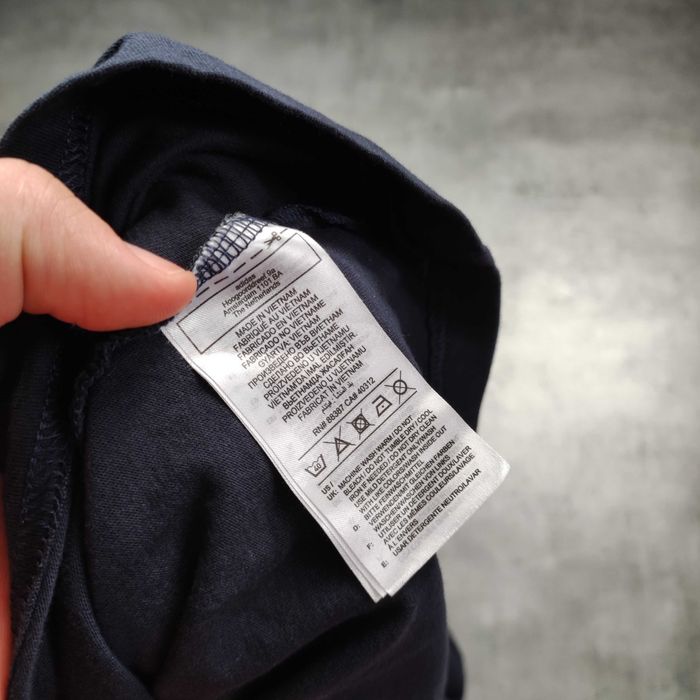 MĘSKA Granatowa Bawełna Adidas Codzienna Koszulka Haft Logo Casual