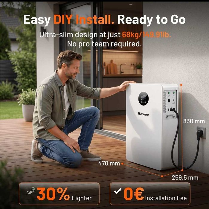 Inversor Híbrido Solar All-in-One Humsienk 5kW + Bateria 5.12kWh WI-FI