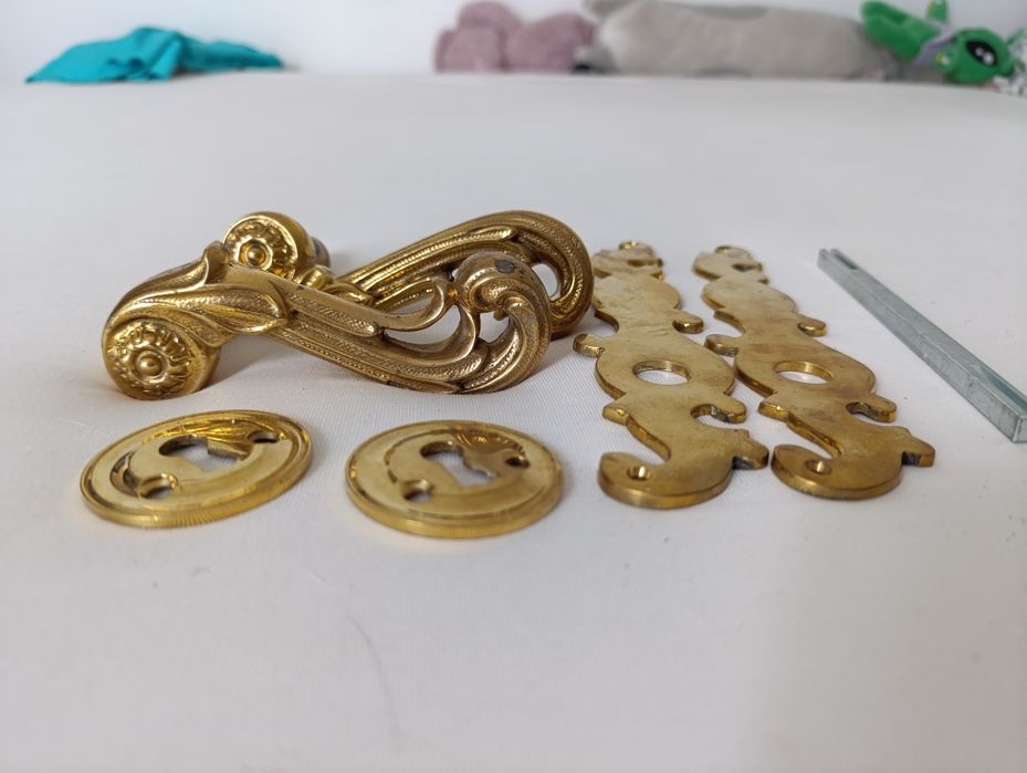 Mosiężna klamka kompletna