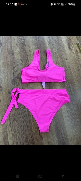 Różowy neonowy strój kapielowy dwuczęściowy 2xl