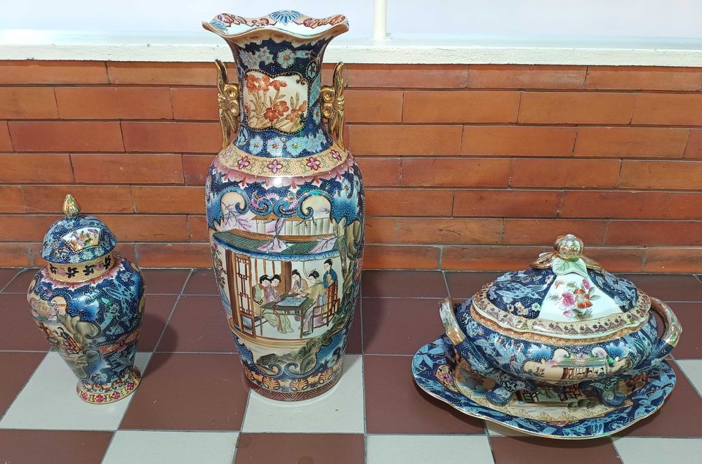 Chinese-Style Jar, Pitcher, and Terrine with Tray
