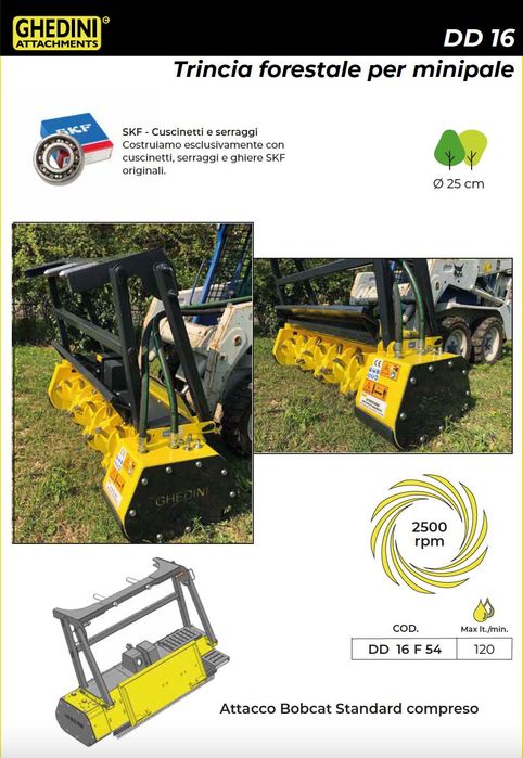Mulczer leśny hydrauliczny do ładowarki, ciągnika GHEDINI DD16. Mulczarka
