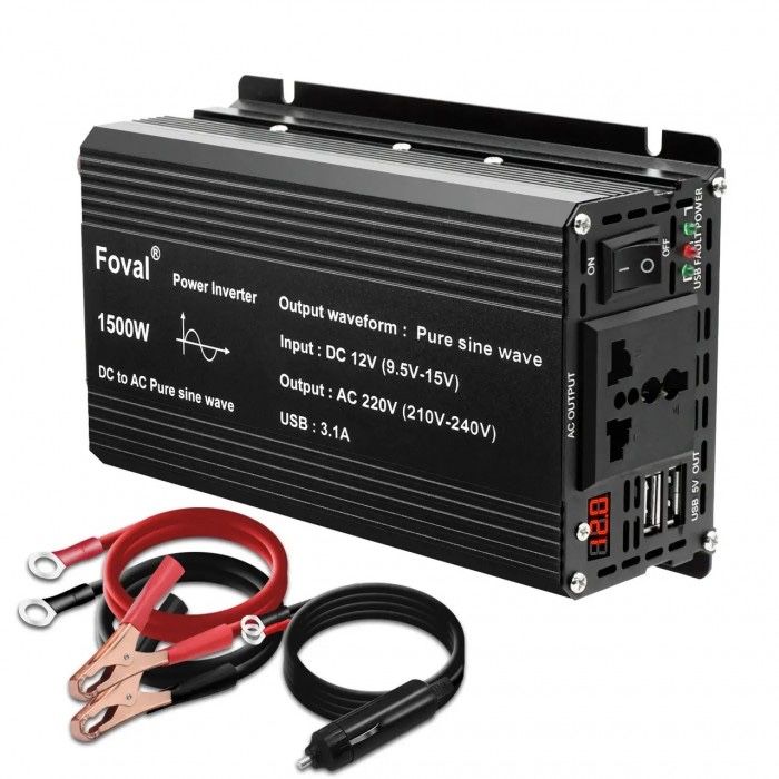 Інвертор 12V-220 FOVAL 1500W чиста синусоїда