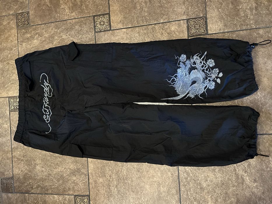 Ed Hardy x Urban Outfitters neylon cargo pants нейлонові штани