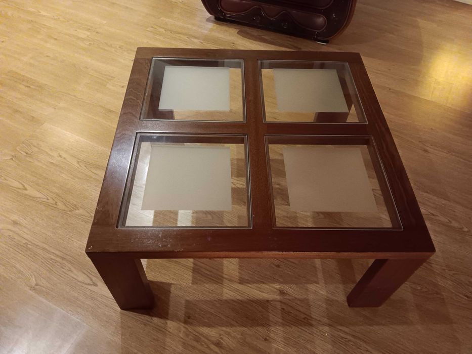 Mesa Centro madeira Mogno 80x80x38