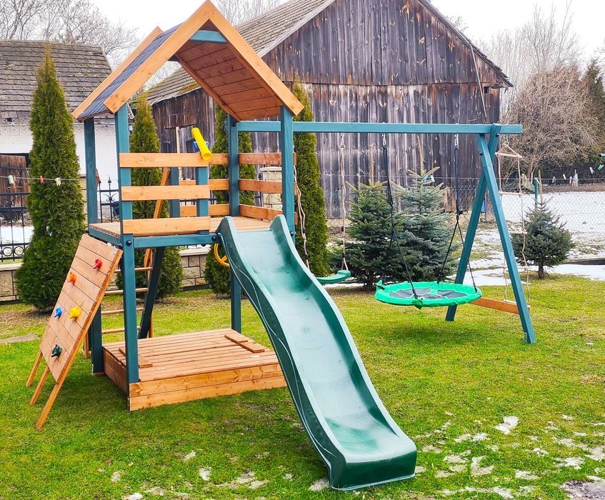 Drewniany Plac Zabaw - PROMOCJA -TIMON - Domek - Huśtawka