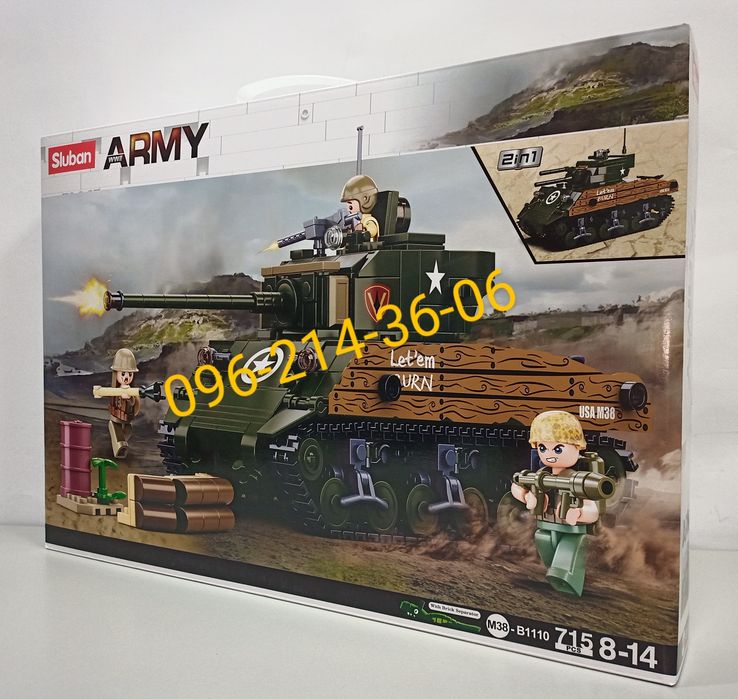 Конструктор SLUBAN M38-B1110 Американский танк M4 SHERMAN