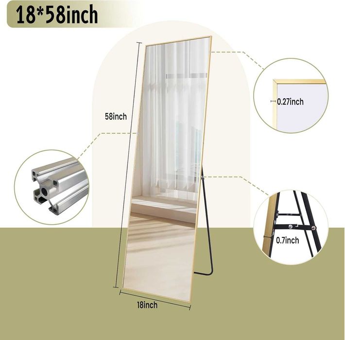 Nowe lustro / lusterko /stojące / ścienne / czarne / 147x45 !K624!