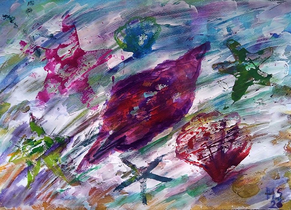 Oryginał z cyklu malarskiego Zatopione znalezione 42 na 30 cm tekstura