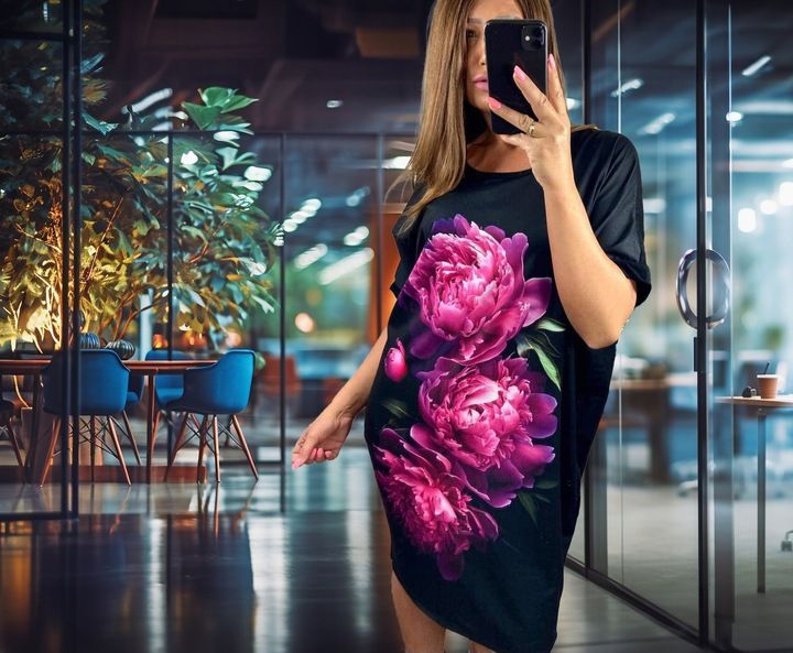 Tunika Bawełniana Elegancka Długa Sukienka Duże Rozmiary Kolory Rozmia