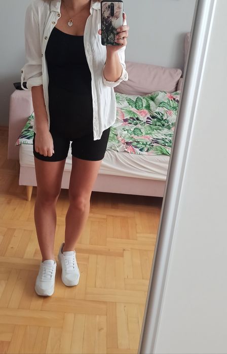 Czarne ciążowe krótkie spodenki kolarki XS/S