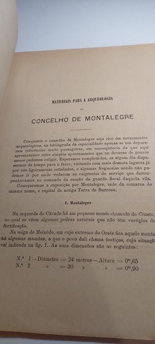 Materiais para a Arqueologia do Concelho de Montalegre (1919)