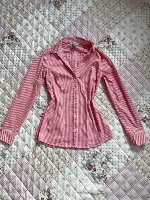 Różowa koszula w paseczki długi rękaw S 36 H&M