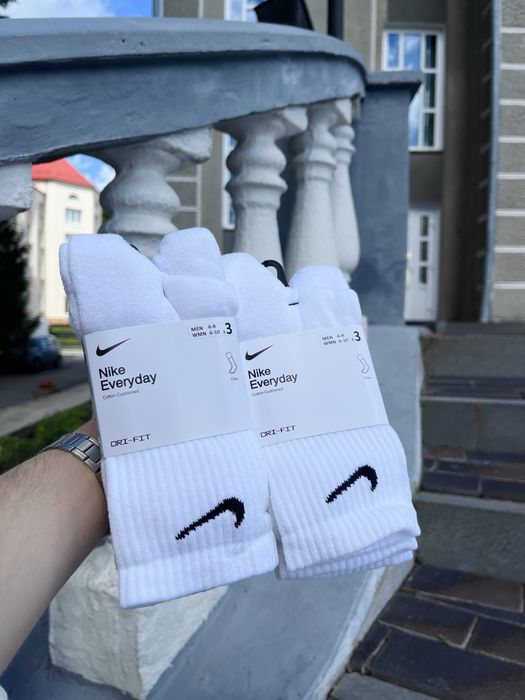 Носки Nike Everyday високі Cotton Cushioned білі 38-42, 42-46