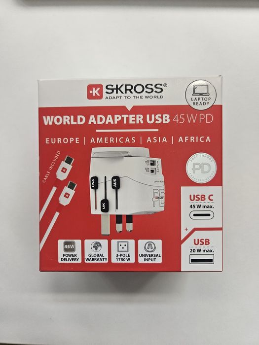 Adapter podrozny wtyczki SKROSS wszystkie opcje nowy