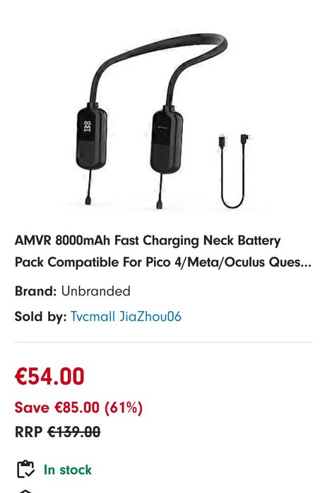 Bateria de Pescoço AMVR 8000mAh para VR (Meta Quest / Pico)  como nov