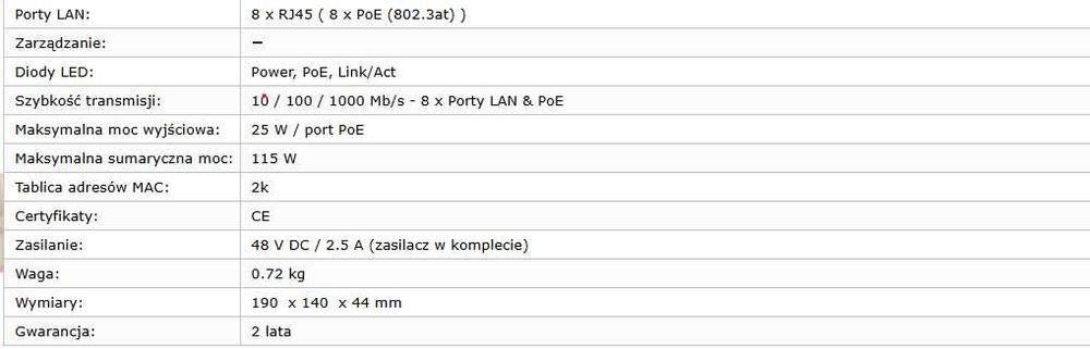 Switch EXPERT-POE-88G 8-portowy