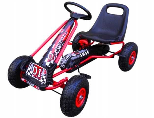 DUŻY Gokart Na Pedały POMPOWANE koła AIR Gokart do 30 kg 3-7 lat