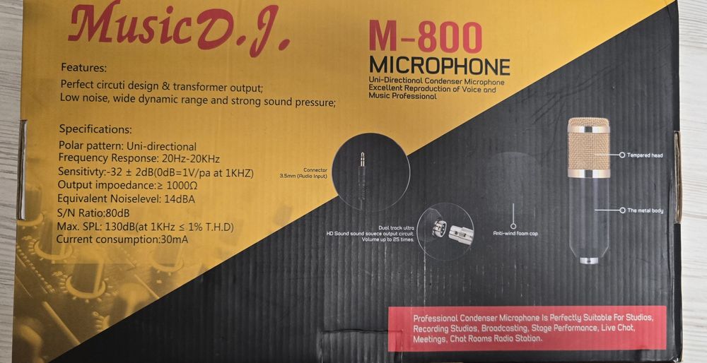 Микрофон music dj m-800