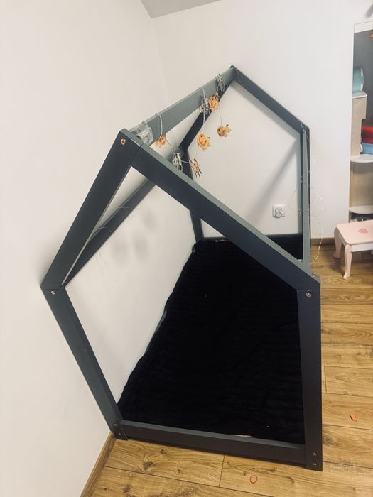 2x Łóżko Dziecięce DOMEK 160x70 | Grafitowe | Styl Skandynawski