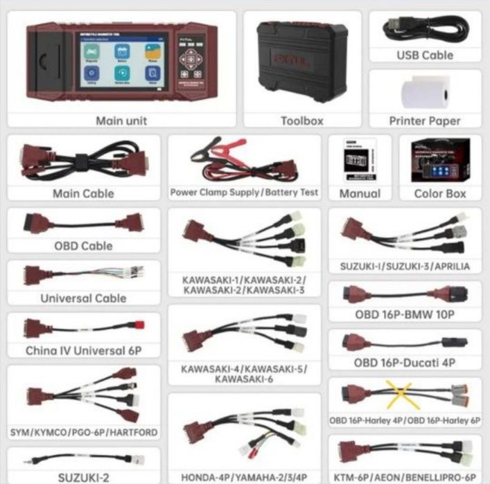 FXTul M6 Диагностический сканер 70+марок мото,