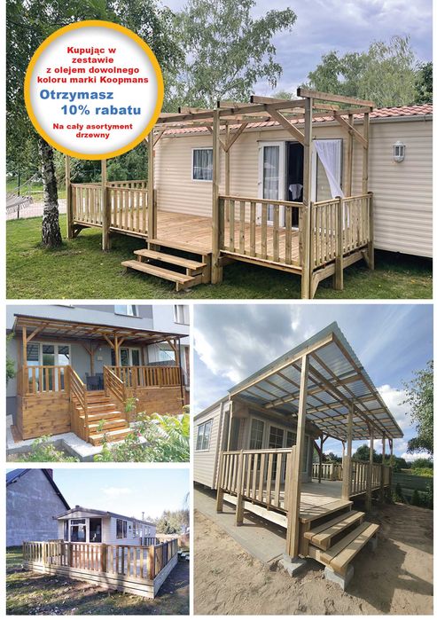 Taras do domku Holenderskiego, 18m2 730x250x50cm +stelaż do zadaszenia