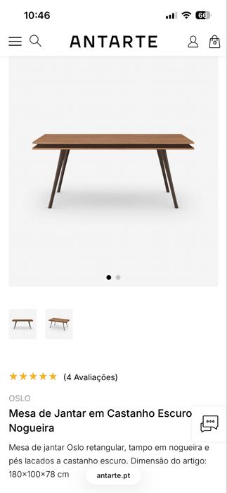 Mesa Antarte Oslo em nogueira