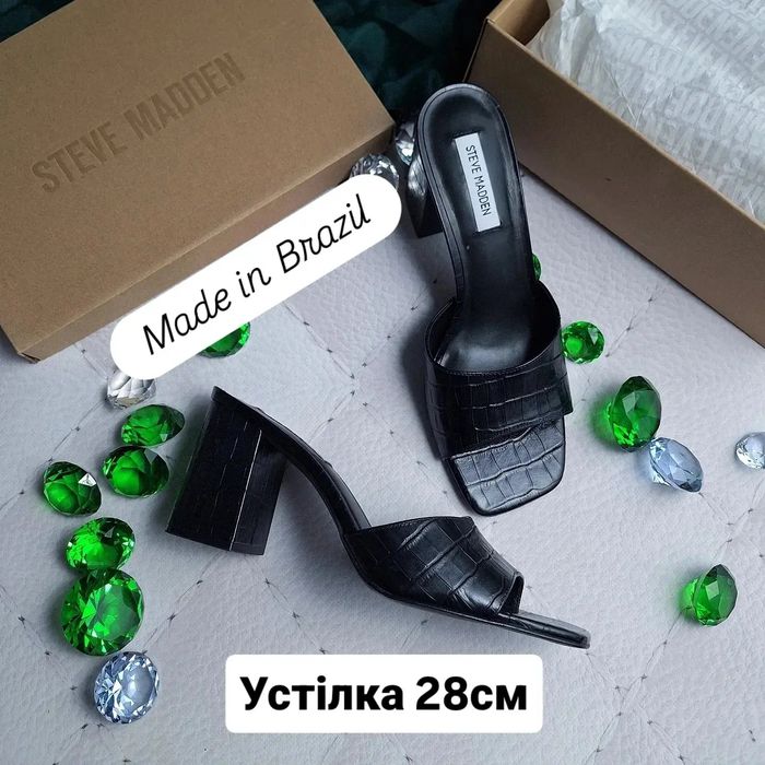 Жіночі чорні босоніжки мюлі schutz calvin klein steve madden nine west великого розміру 28см
