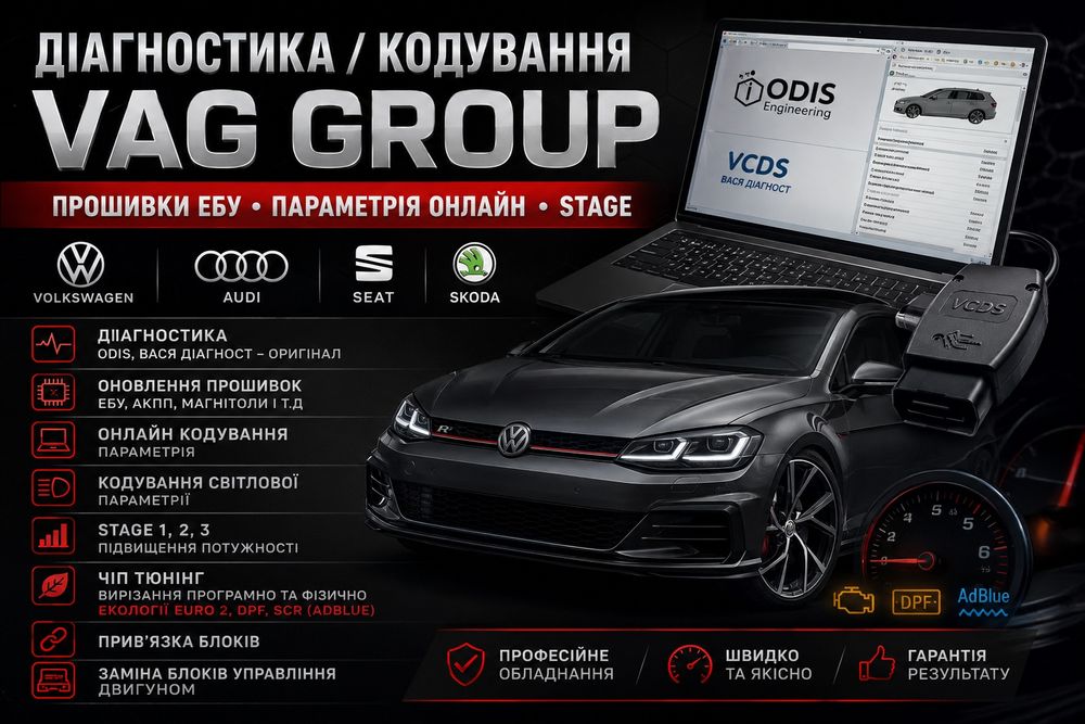 Діагностика/кодування VAG Group Прошивки/Заміна ЕБУ (ECU), параметрія онлайн. Stage 1.2 Відключення екології