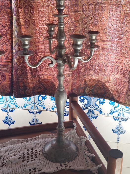 CANDELABROS ESTANHO 5 LUMES belissimos atigos e sobrios