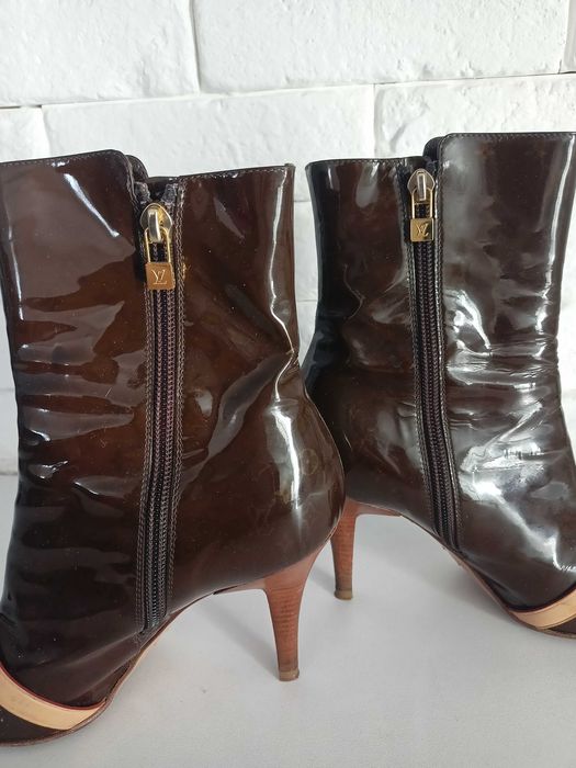 Buty botki lakierowane szpilki louis Vuitton