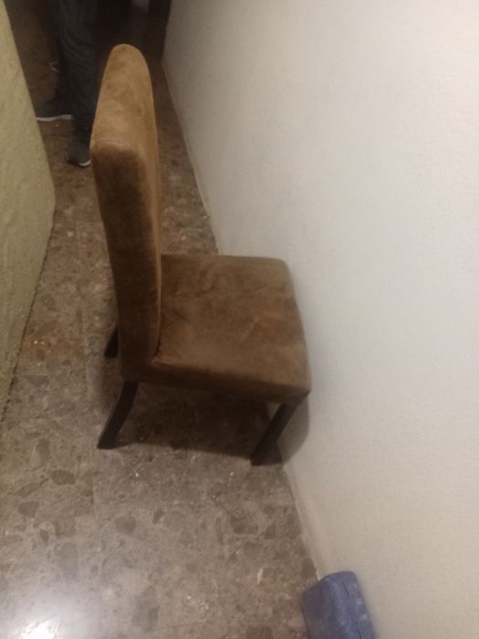 6 cadeiras em camurça e madeira pura