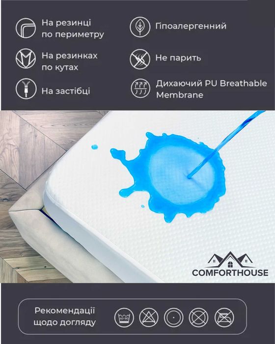 НАМАТРАСНИК ВодоНЕпроникний НАТЯЖНИЙ Аквастоп Fullcover фірмовий АКЦІЯ